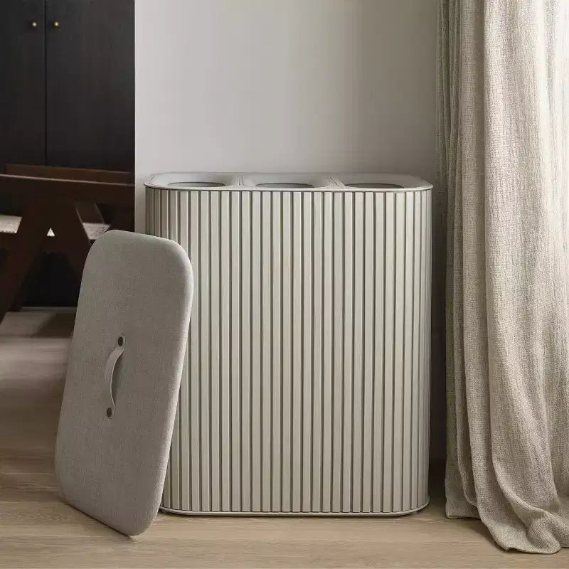 Panier à linge Joseph Joseph Tota Trio Luxe 90L en bambou avec séparation - Écru