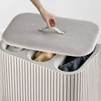 Panier à linge Joseph Joseph Tota Trio Luxe 90L en bambou avec séparation - Écru