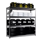 Atlas Shelving 4-Tier 72"x24"x72" Heavy Duty Garage Shelving Load 12000lbs Hammertone: Steel Utility Storage, Adjustable Shelves