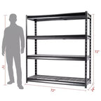 Étagère de rangement Atlas à 4 niveaux 183x61x183 cm Robuste de garage Charge 5443 kg Finition martelée : Rangement utilitaire en acier, étagères réglables