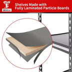 Étagères Atlas à 5 niveaux 30"x12"x60" 2000lb, sans boulons, en acier avec tablettes laminées Hammertone : Racks de rangement réglables et résistants à la rouille