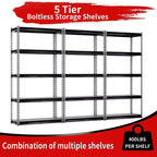 Étagères Atlas à 5 niveaux 30"x12"x60" 2000lb, sans boulons, en acier avec tablettes laminées Hammertone : Racks de rangement réglables et résistants à la rouille