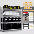 Étagère Atlas à 4 niveaux 72"x24"x72" Robuste pour garage Charge 8000lbs Gris veiné : Acier, Étagères réglables et fixes, Résistant à la rouille