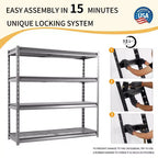 Étagère Atlas à 4 niveaux 72"x24"x72" Robuste pour garage Charge 8000lbs Gris veiné : Acier, Étagères réglables et fixes, Résistant à la rouille