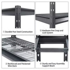 Étagère Atlas à 4 niveaux 72"x24"x72" Robuste pour garage Charge 8000lbs Gris veiné : Acier, Étagères réglables et fixes, Résistant à la rouille
