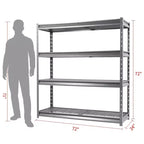 Étagère Atlas à 4 niveaux 72"x24"x72" Robuste pour garage Charge 8000lbs Gris veiné : Acier, Étagères réglables et fixes, Résistant à la rouille