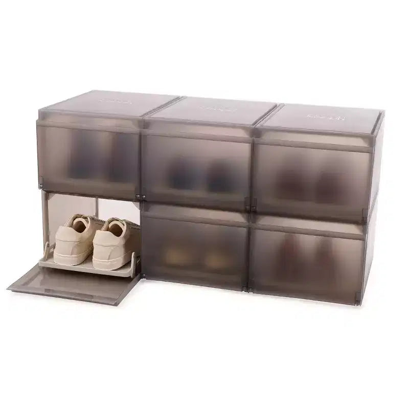 Joseph Joseph 6 boîtes de rangement de chaussures de qualité supérieure avec plateau coulissant : cadre en polypropylène, blanc cassé, peut contenir 6 paires
