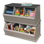 Badger Basket Rangement Cubique Empilable Trois Bacs Imitation Bois/Gris
