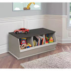 Badger Basket Rangement Cubique Empilable Trois Bacs Imitation Bois/Gris