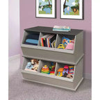 Badger Basket Rangement Cubique Empilable Trois Bacs Imitation Bois/Gris
