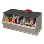 Badger Basket Rangement Cubique Empilable Trois Bacs Imitation Bois/Gris