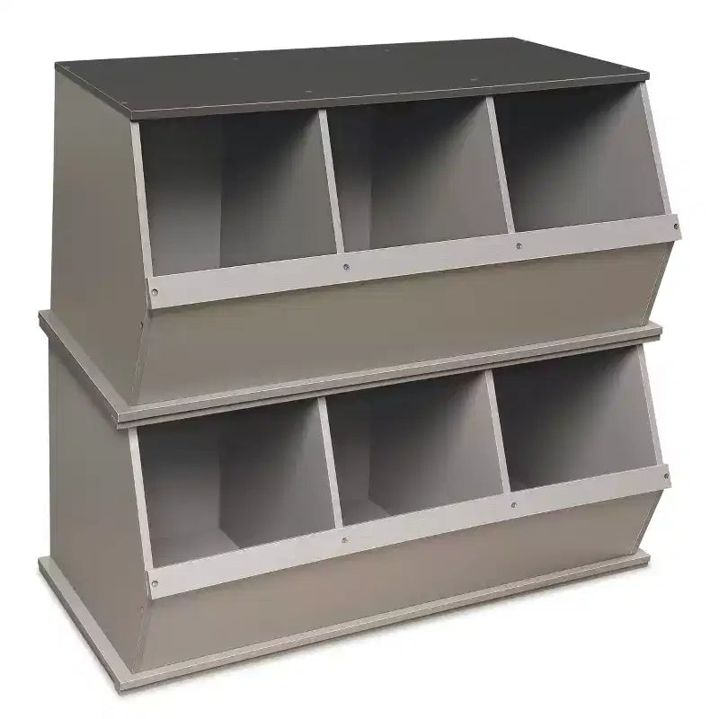 Badger Basket Rangement Cubique Empilable Trois Bacs Imitation Bois/Gris