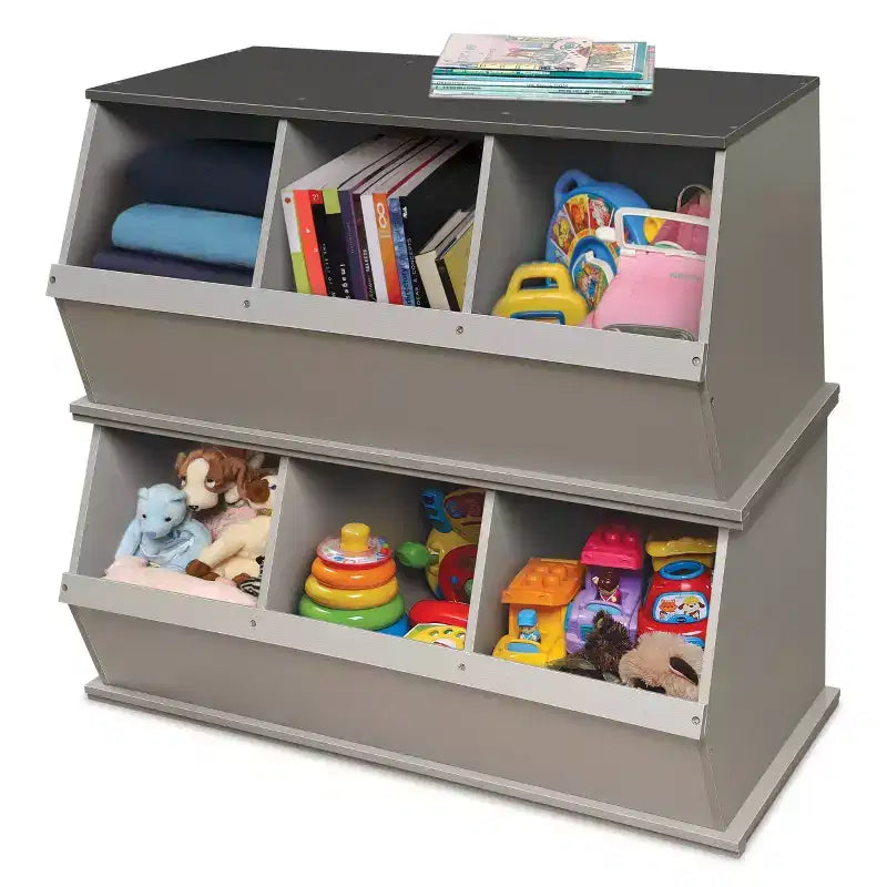 Badger Basket Rangement Cubique Empilable Trois Bacs Imitation Bois/Gris