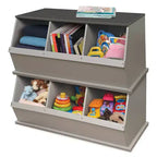 Badger Basket Rangement Cubique Empilable Trois Bacs Imitation Bois/Gris