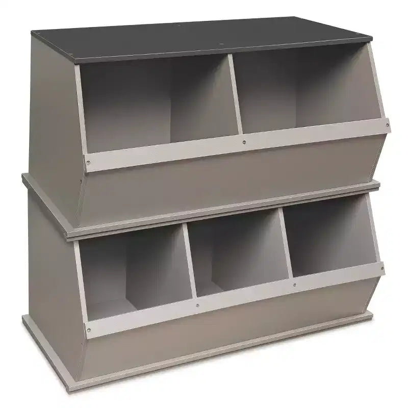 Badger Basket Rangement Cubique Empilable Trois Bacs Imitation Bois/Gris