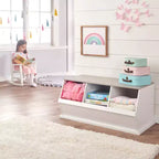 Meuble de rangement empilable à trois bacs Badger Basket Blanc/Grain de bois gris