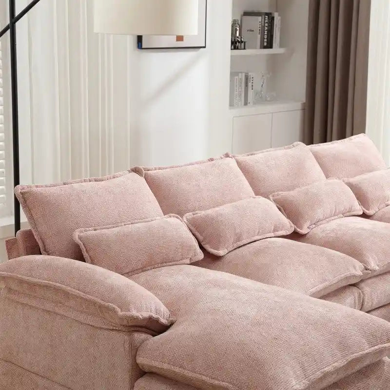 Canapé modulable Cloud pour salon, canapé d'angle moderne en chenille/boucle, canapé convertible modulable confortable avec double méridienne