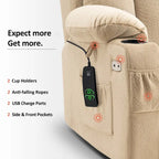 Fauteuil inclinable releveur électrique grand format MCombo avec repose-pieds extensible pour personnes âgées de grande taille, télécommande manuelle, porte-gobelets, tissu 7426