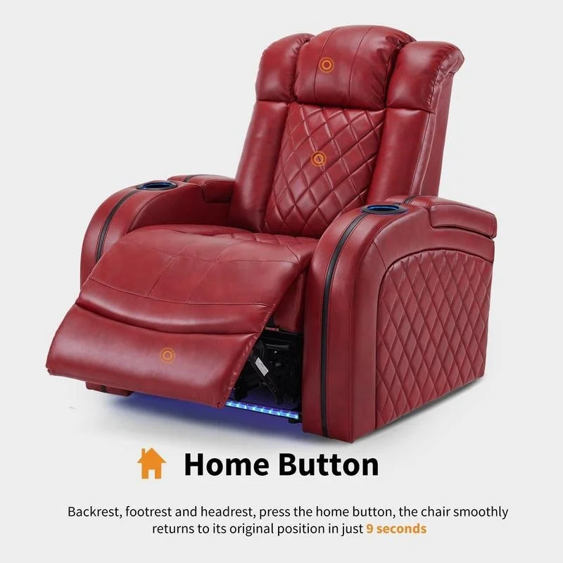 Fauteuil inclinable électrique MCombo avec appuie-tête réglable, siège de cinéma maison à deux moteurs avec port USB, cuir respirant HTS411