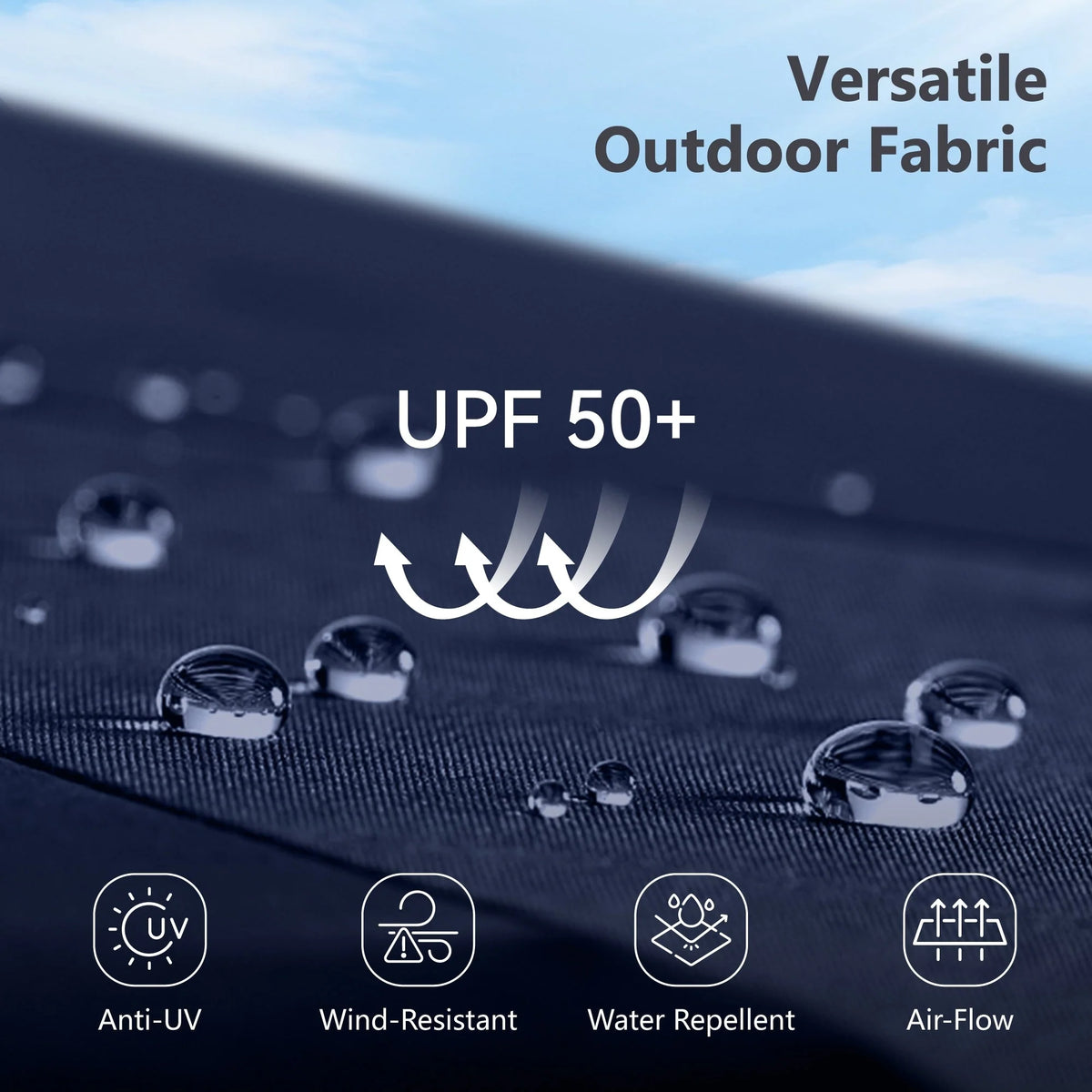 MAISON ARTS Parasol excentré rectangulaire de 4,5 m avec manivelle, parasol de marché double face d'extérieur avec lumières LED solaires et base incluse