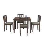 Ensemble Table et Chaises de Salle à Manger Carrée en Bois, Table à Manger Décontractée avec 4 Chaises de Salle à Manger Rembourrées pour Coin Repas de Cuisine