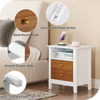 Tables de chevet (lot de 2) avec station de charge, table d'appoint avec 2 tiroirs, ports USB et prises, pour chambre à coucher