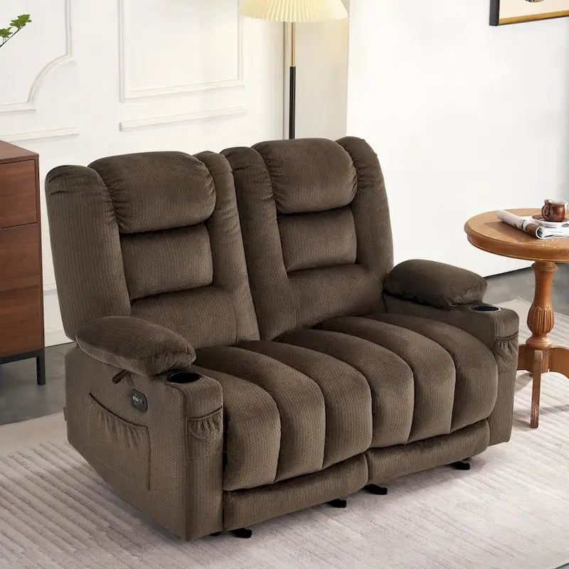 Causeuse inclinable électrique MCombo avec fonction chauffage et massage, en tissu PR648