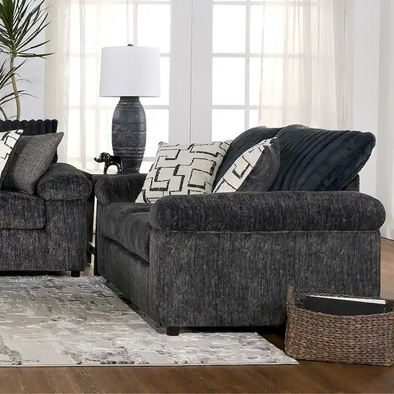 Ensemble canapé, causeuse et fauteuil câlin en velours côtelé à grosses côtes Nason de Roundhill Furniture