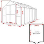 Serre de jardin aluminium VEIKOUS avec évent de toit réglable et porte verrouillable Grise
