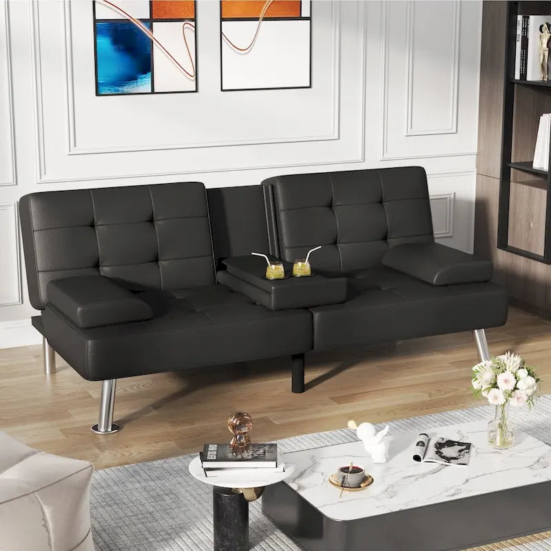 Canapé Futon Convertible Homall avec Porte-gobelets et Oreillers