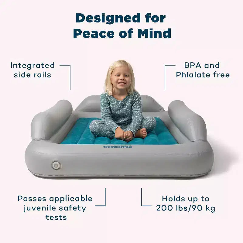 Lit gonflable pour tout-petits SlumberPod SlumberTot : cadre en PVC, gris, 2,82 kg