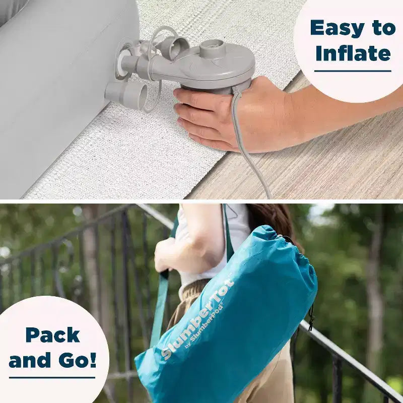 Lit gonflable pour tout-petits SlumberPod SlumberTot : cadre en PVC, gris, 2,82 kg