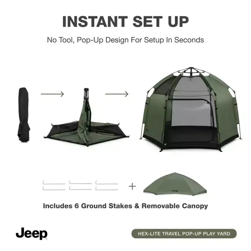 Parc d'activités pliable d'intérieur/extérieur Jeep by Delta Children Hex – Vert olive