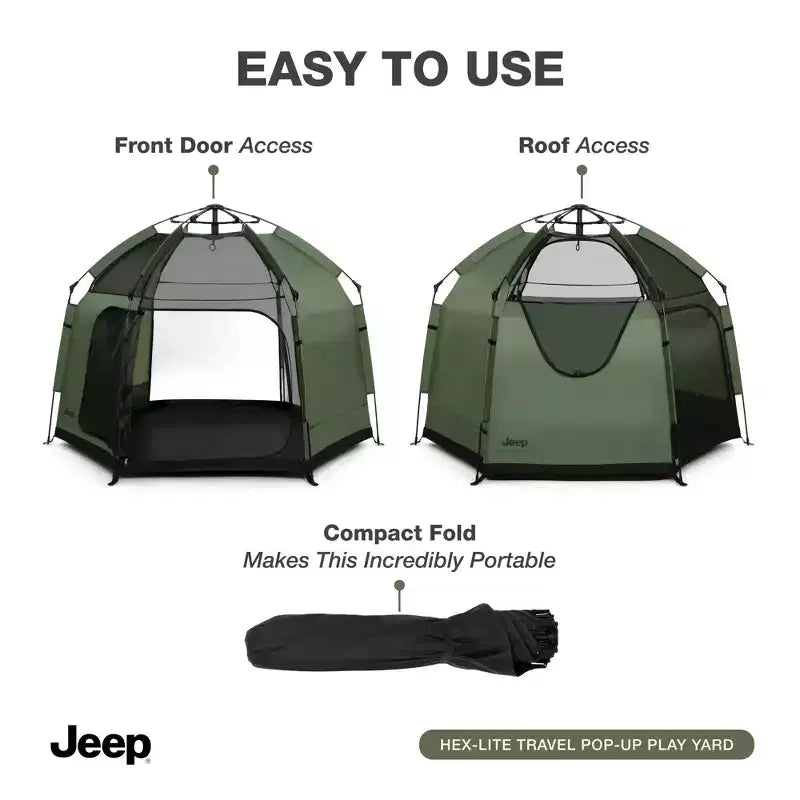 Parc d'activités pliable d'intérieur/extérieur Jeep by Delta Children Hex – Vert olive