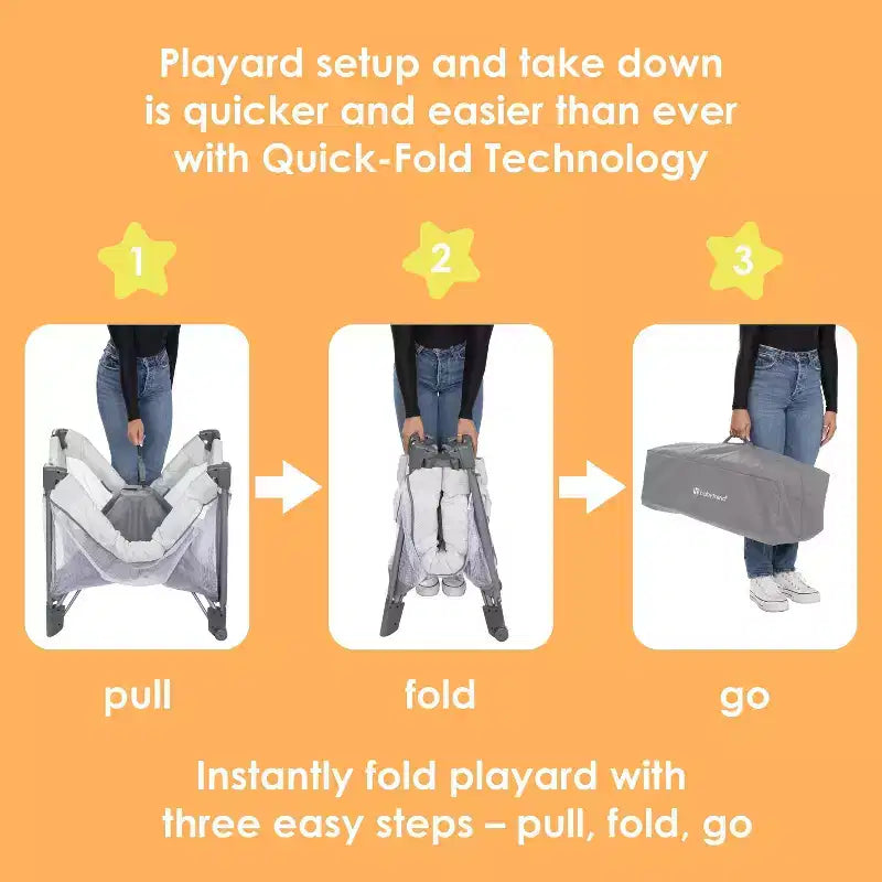 Baby Trend Play Suite 3-en-1 parc pliant avec tapis d'éveil - Quartz Stone : Poids maximal supporté 13,6 kg, rembourrage en polyester, cadre en acier
