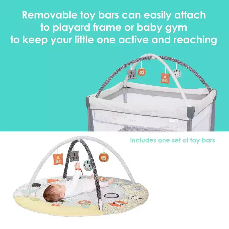 Baby Trend Play Suite 3-en-1 parc pliant avec tapis d'éveil - Quartz Stone : Poids maximal supporté 13,6 kg, rembourrage en polyester, cadre en acier