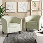 2 fauteuils club modernes en lin avec accoudoirs ronds