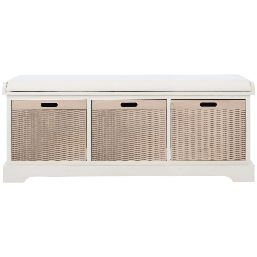 Banc de rangement SAFAVIEH Fiorello 3 tiroirs avec coussin - 47,3 L x 15 P x 19 H - 47Lx15Px19H