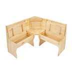 MUSEHOMEINC Ensemble de table de salle à manger 3 pièces en bois massif de style traditionnel avec banquette latérale, ensemble de table de coin repas avec rangement caché