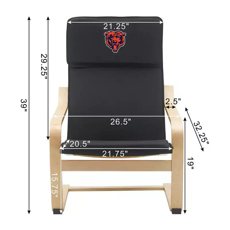 Chaise d'appoint en bois courbé NFL Chicago Bears
