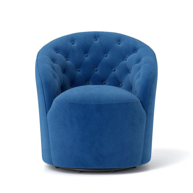 Fauteuil club pivotant à 360 degrés en velours avec dossier capitonné