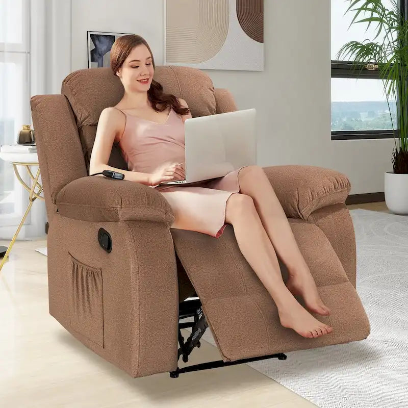 Fauteuil inclinable moelleux avec fonctions massage et chaleur