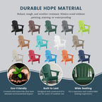 Chaise Adirondack pliante d'extérieur tout temps Polytrends Laguna résistante à la décoloration pour patio