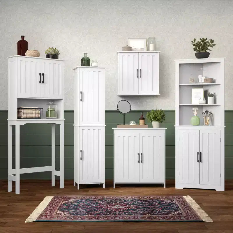 Meuble de rangement haut de salle de bain RiverRidge Home Monroe avec portes et étagères réglables - Blanc