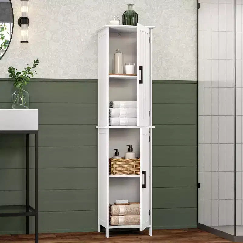 Meuble de rangement haut de salle de bain RiverRidge Home Monroe avec portes et étagères réglables - Blanc