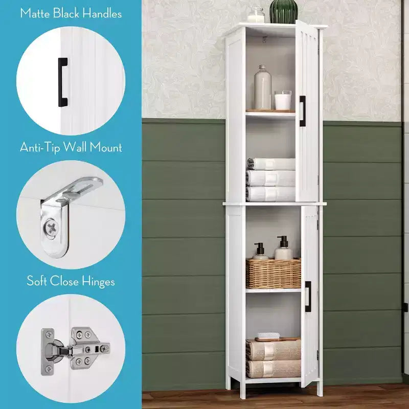 Meuble de rangement haut de salle de bain RiverRidge Home Monroe avec portes et étagères réglables - Blanc