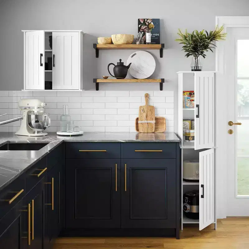 Meuble de rangement haut de salle de bain RiverRidge Home Monroe avec portes et étagères réglables - Blanc