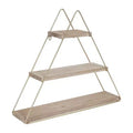 Kate & Laurel All Things Decor 20.8" x 24.2" Tilde Three-Tier Triangle Wood and Metal Wall Shelf Natural/Gold