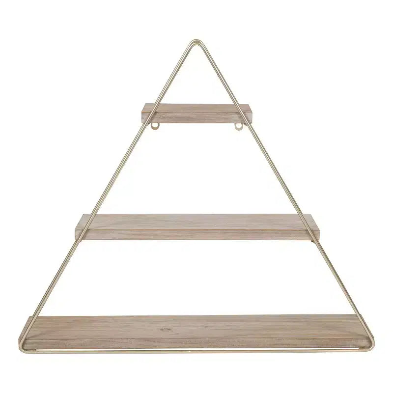 Kate & Laurel All Things Decor Étagère murale triangulaire Tilde à trois niveaux en bois et métal 20,8 po x 24,2 po Naturel/Doré