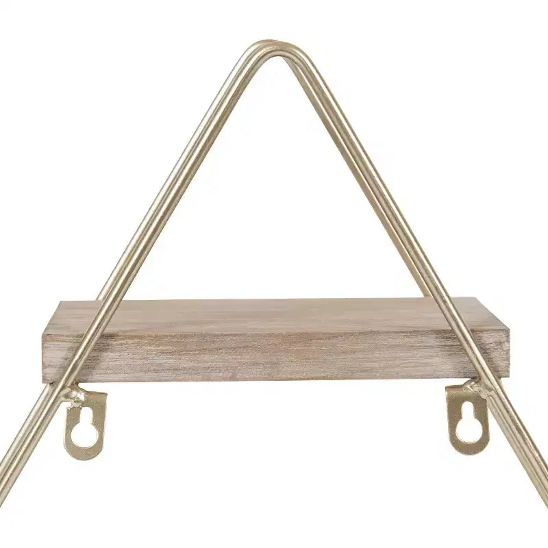 Kate & Laurel All Things Decor Étagère murale triangulaire Tilde à trois niveaux en bois et métal 20,8 po x 24,2 po Naturel/Doré